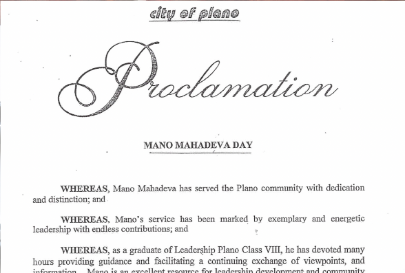 MANO MAHADEVA DAY PROCLAIMATION Photo